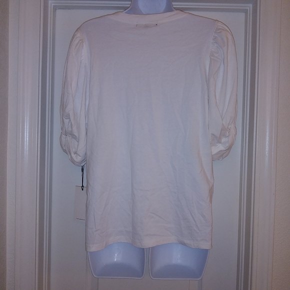 Seven For All Mankind Puff Sleeve V Neck T Shirt - Picture 4 of 6